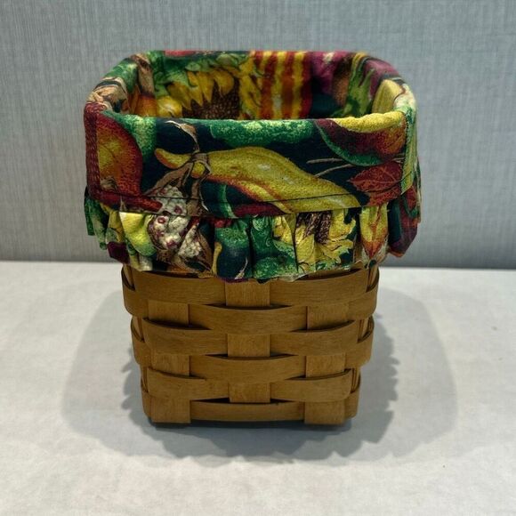 Longaberger Handwoven Basket 1996 Vegetable Cloth Liner Fall Tissue Spoon Rectan - Picture 2 of 9